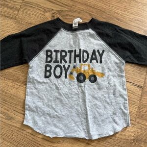 Birthday Boy Raglan Tee with Yellow Dump Truck